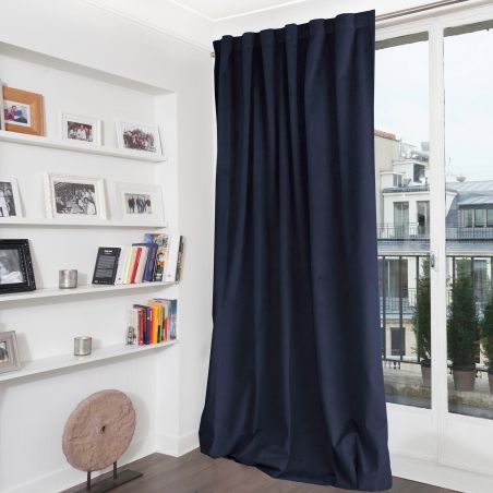 Cortina 100% Blackout de veludo Venise Azul MC412