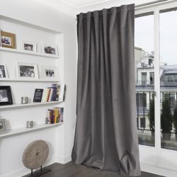 Rideau 100% Occultant Velours Venise Gris Stratus MC09